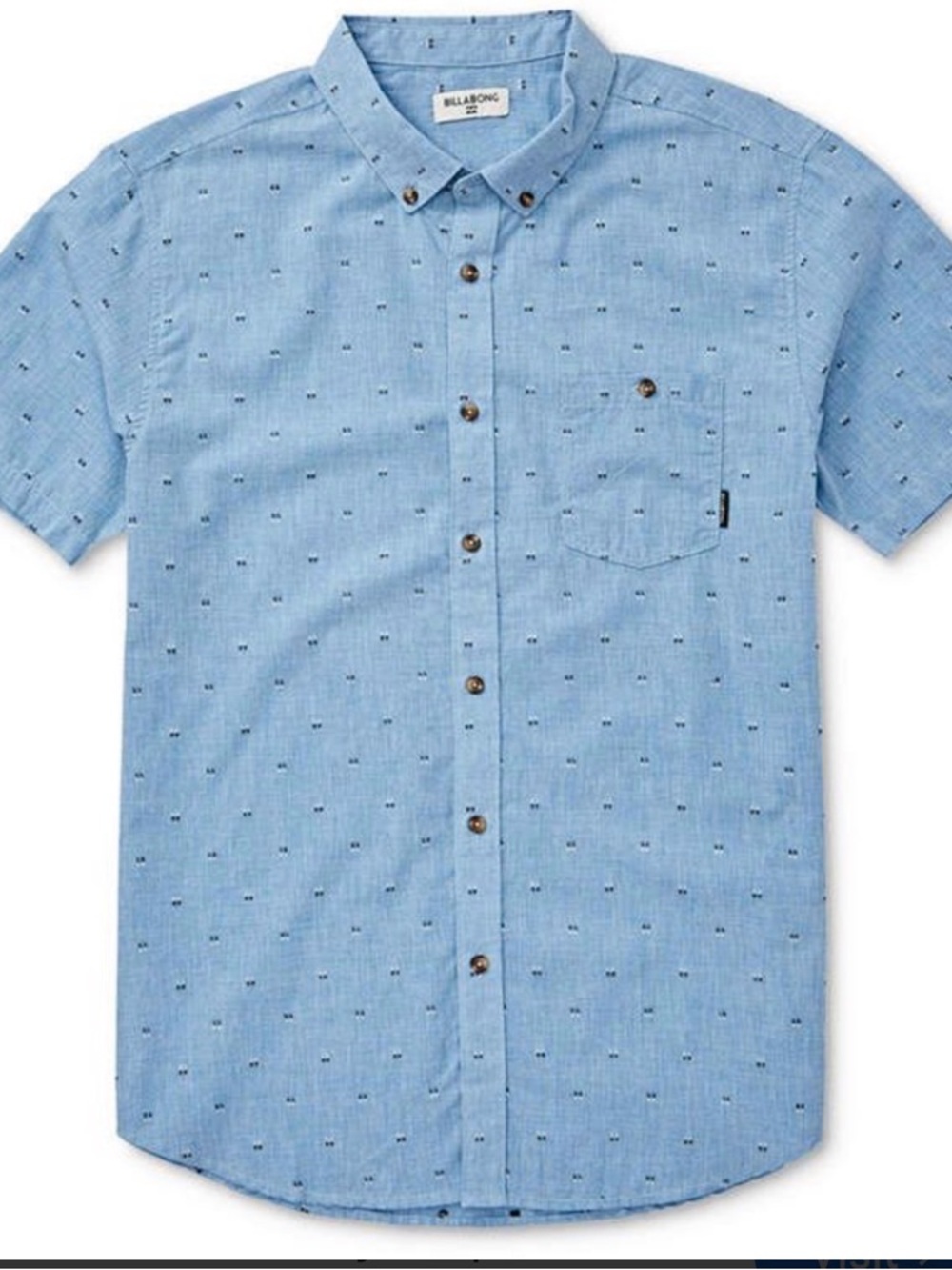 Billabong boys medium  Short Sleeve Button-Up Polo Shirt - Light Blue Jaquard M